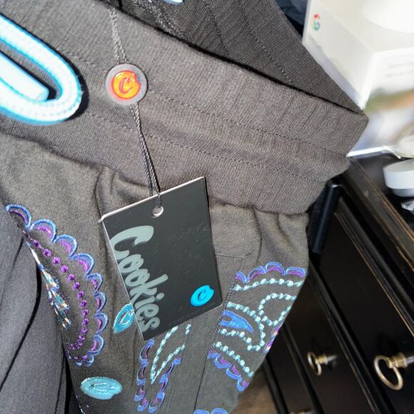 Cookies Black Paisley Jogger Pants Embroidered XL NWT - Picture 4 of 7